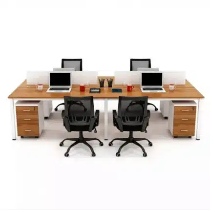 وحدة خلية مكاتب جماعية مقاس 240 × 120 سم خشب إسباني مع 4 وحدات أدراج