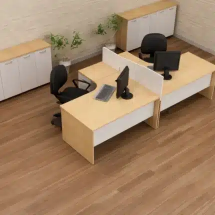 وحدة خلية مكاتب مقاس 280 × 120 سم خشب إسباني مع وحدتين أدراج