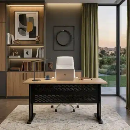 مكتب مقاس 120 × 60 سم خشب ام دي اف إسباني بهيكل حديد الكتروستاتيك