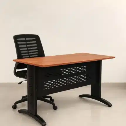 مكتب مقاس 120 × 60 سم خشب إسباني بهيكل حديد دهان مع كرسي