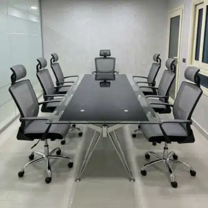 ترابيزة اجتماعات زجاج سكريت 10 مللي – مقاس 240 × 120 سم